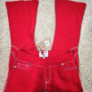 NEW True Religion Pull-On Flare Jeans Red Anniversary Large